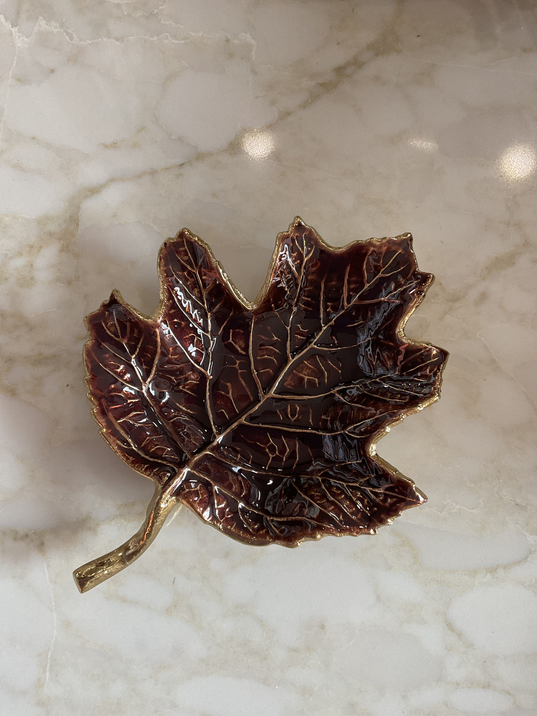Enamel Leaf Trinket Dish