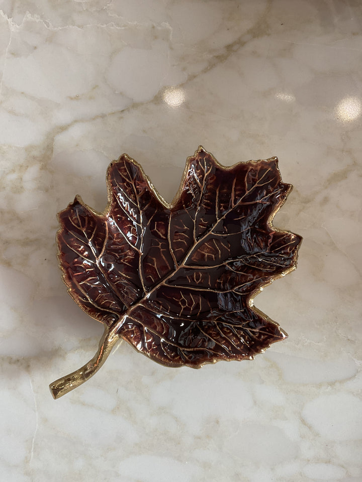 Enamel Leaf Trinket Dish