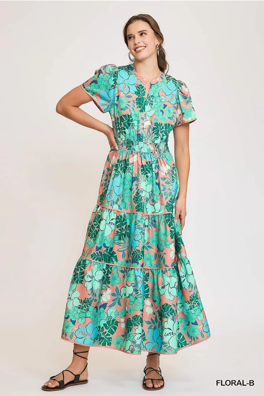 Abstract Floral Dress - Plus