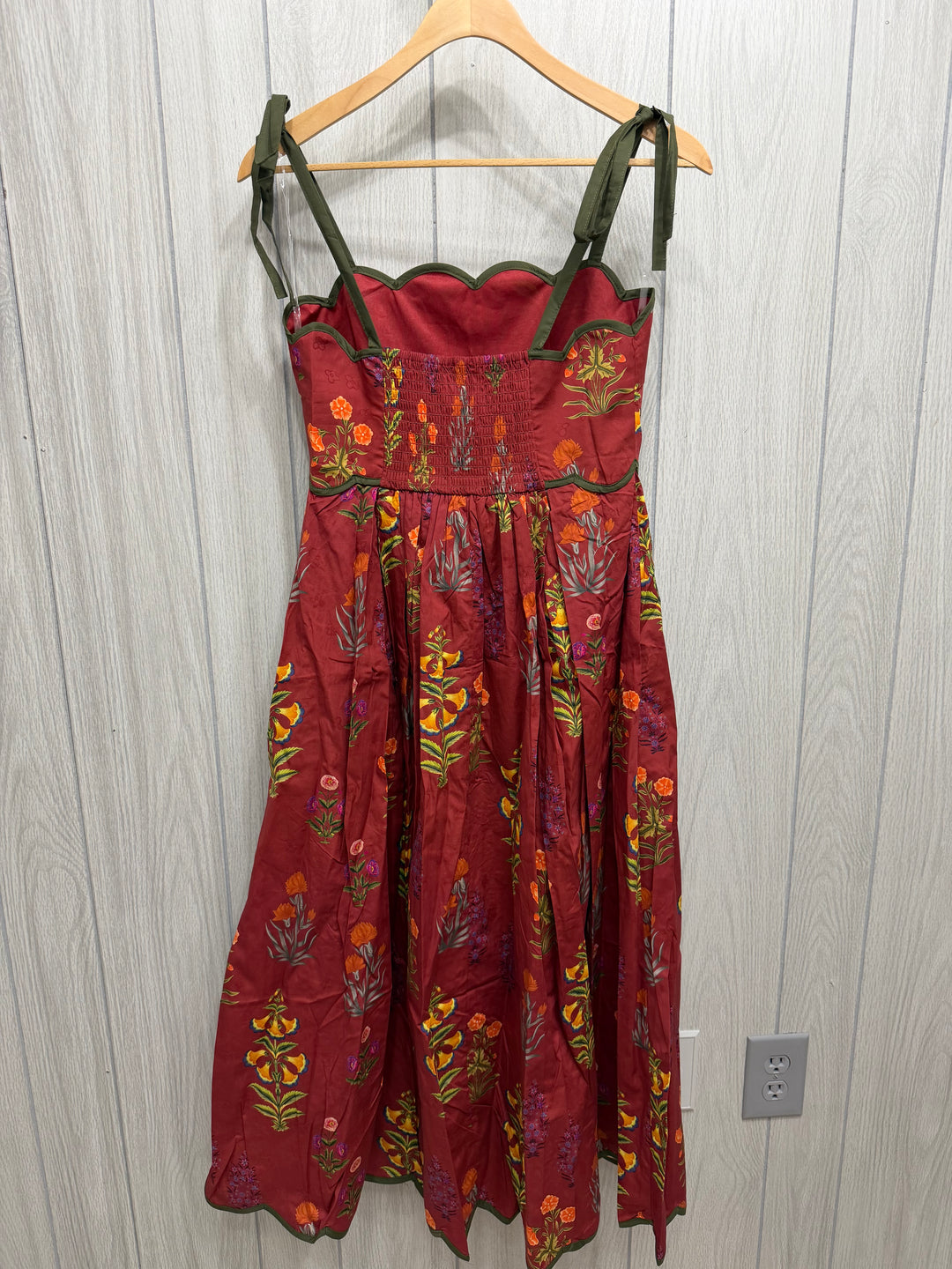 Wildflower Embroidered Scallop Midi Dress