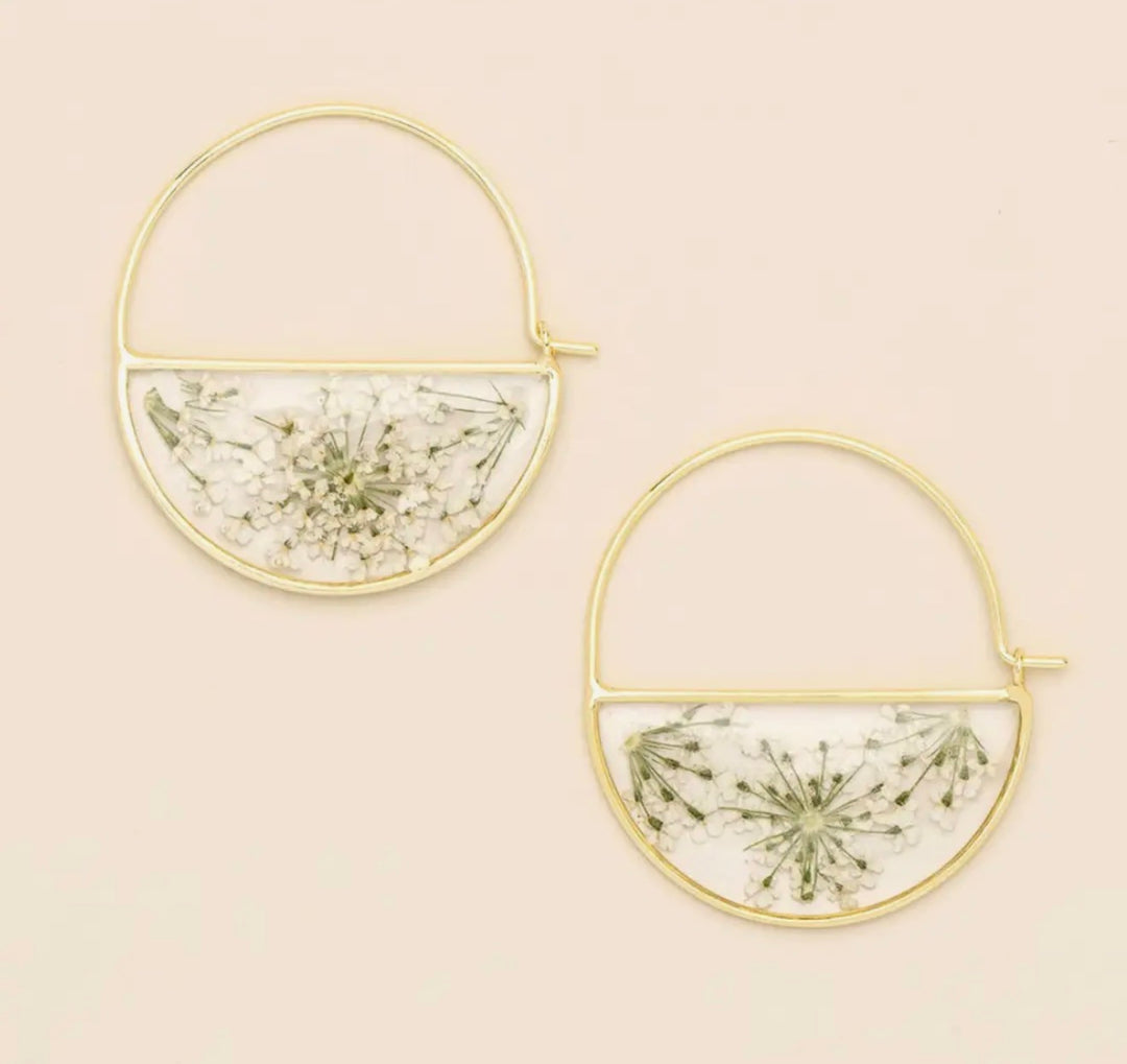 Pressed Petal Hoop Earrings - FINAL SALE