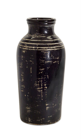 17.5” Ceramic Black Vase