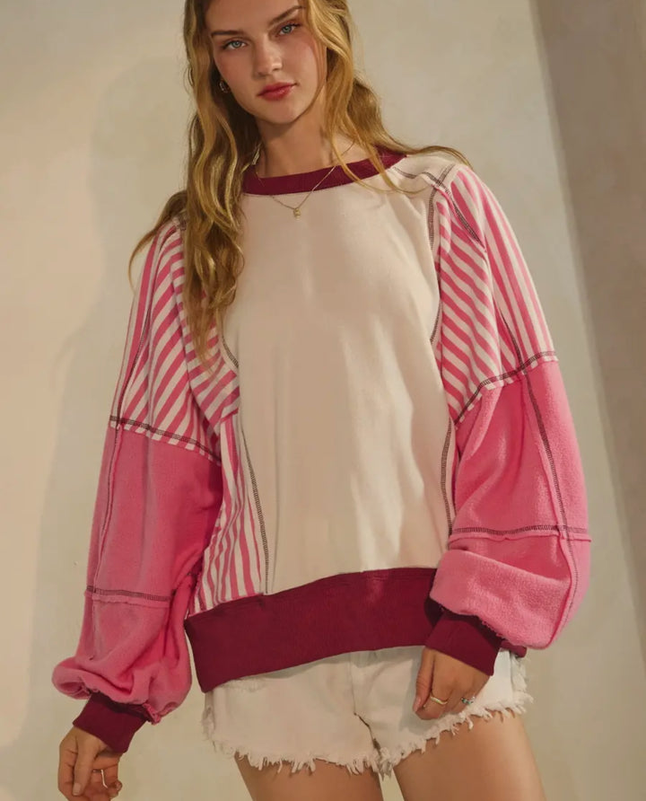 Candy Stripe Colorblock Pullover