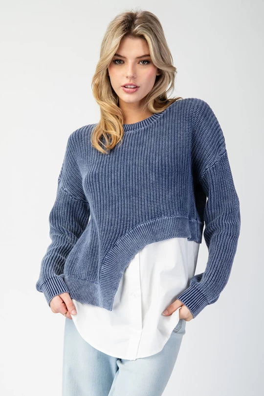 Blue Skies Layered Knit Top