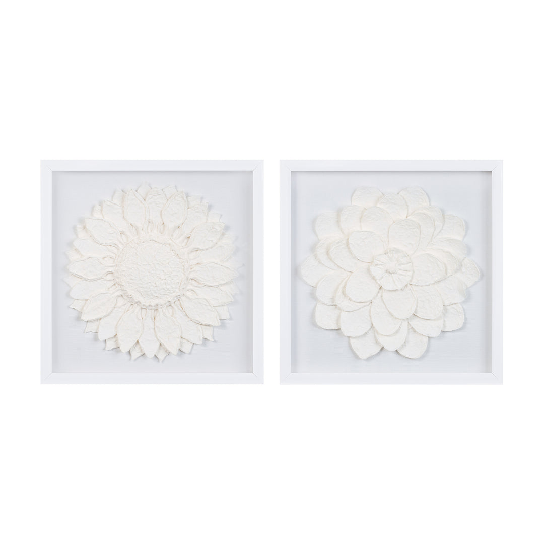 White Bloom Textured Wall Art