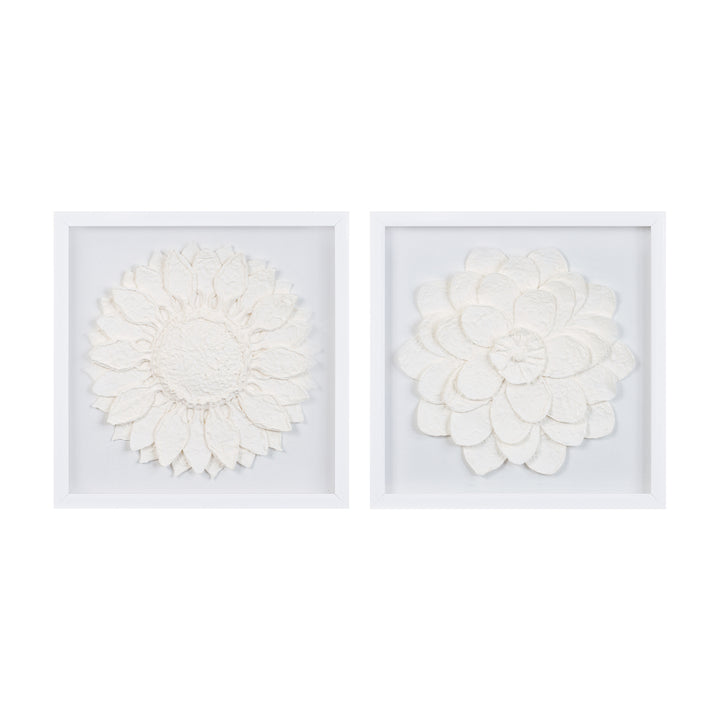 White Bloom Textured Wall Art