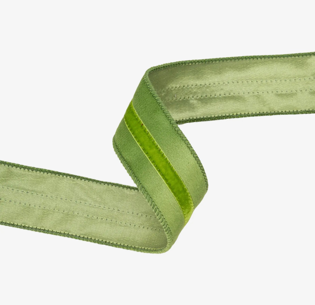 Fresh Meadow Velvet Trim Wired Ribbon