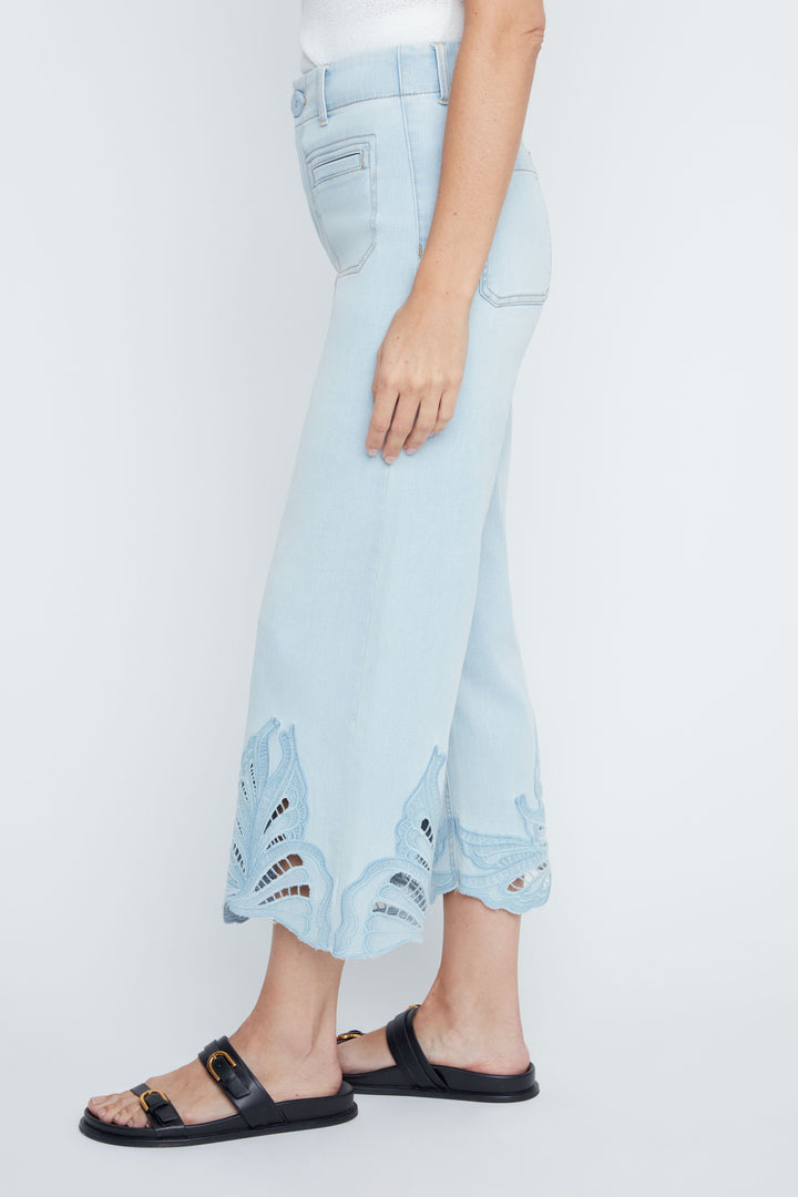Azure Lace Whisper Cropped Denim