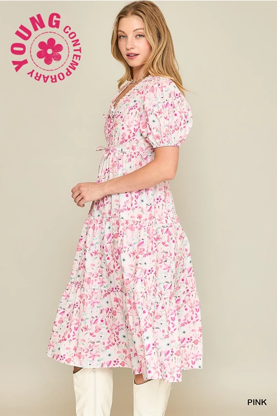 Pick Me Flowers Midi Dress