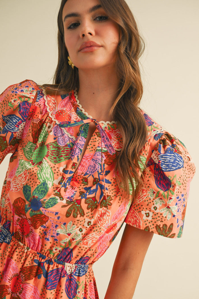 Multi Flower Print Dress