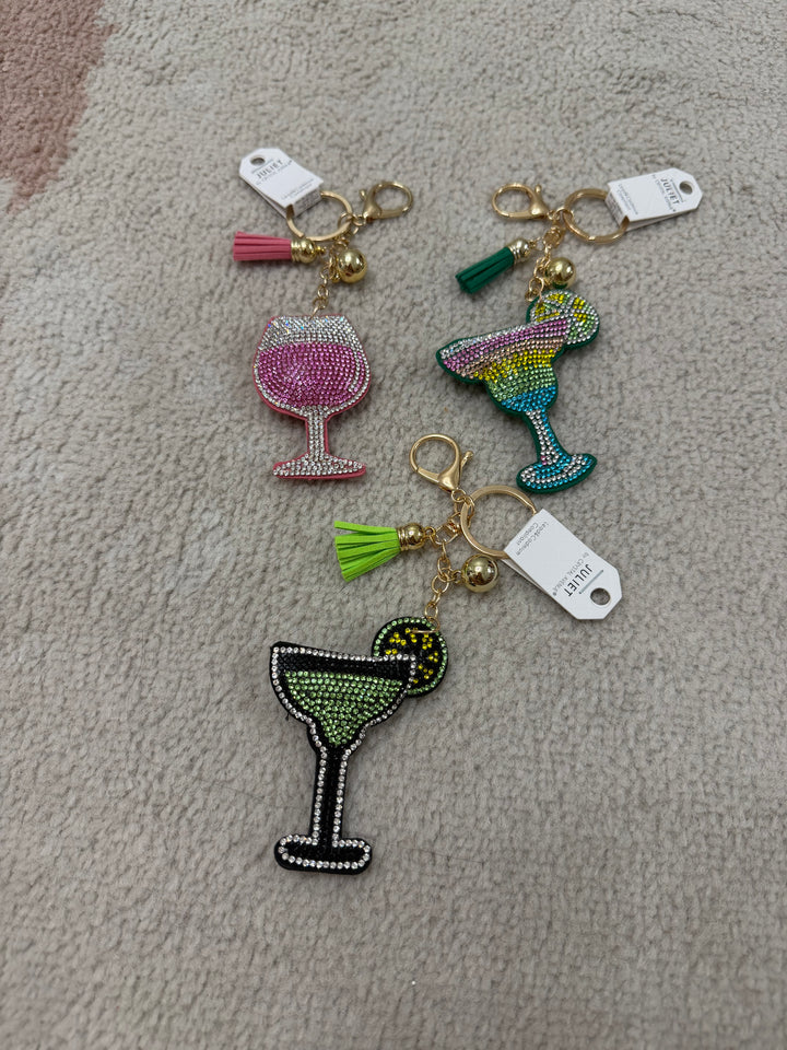 Beaded Cocktail Keychain Charm