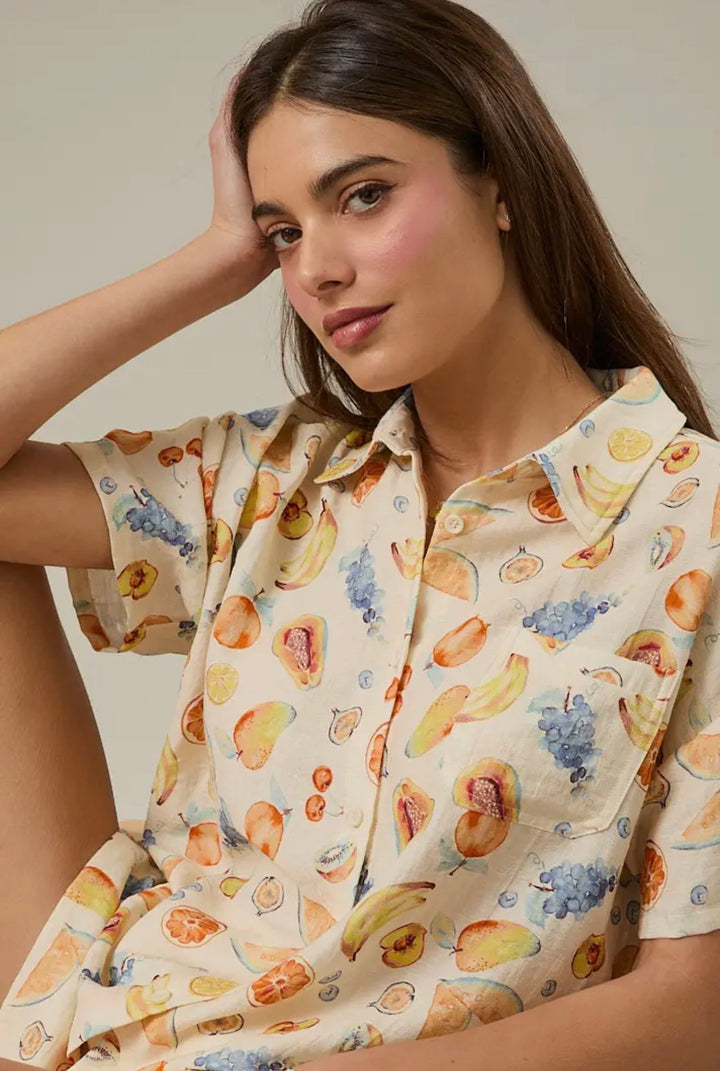 Citrus Grove Button-Up Top