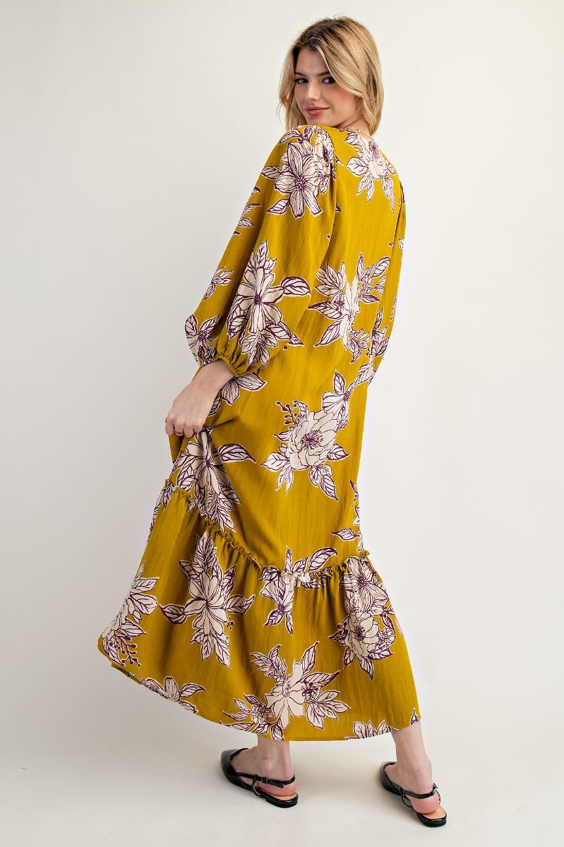The Golden Bloom Maxi Dress - Plus