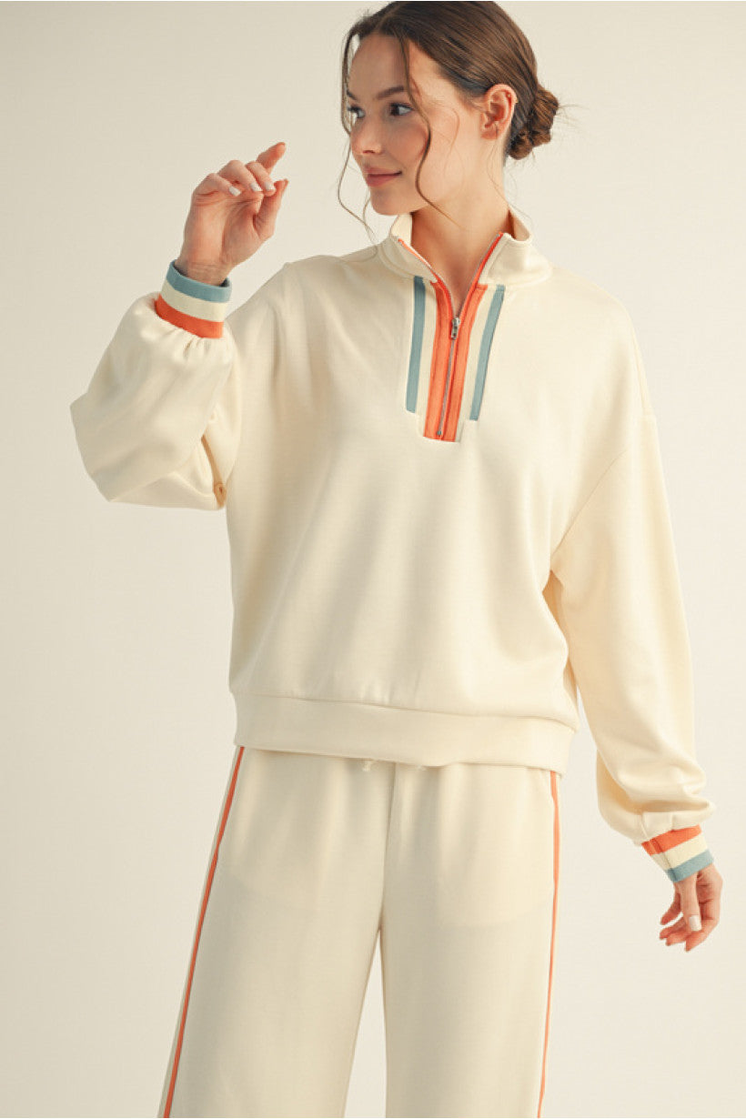 Retro Stripe Quarter-Zip Pullover