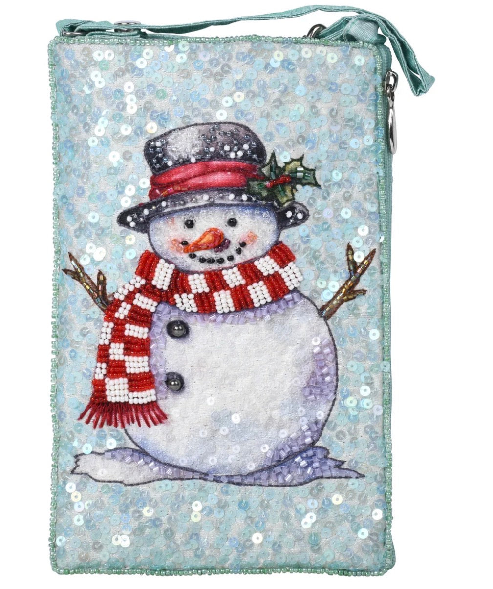 Festive Snowman Beaded Club Bag