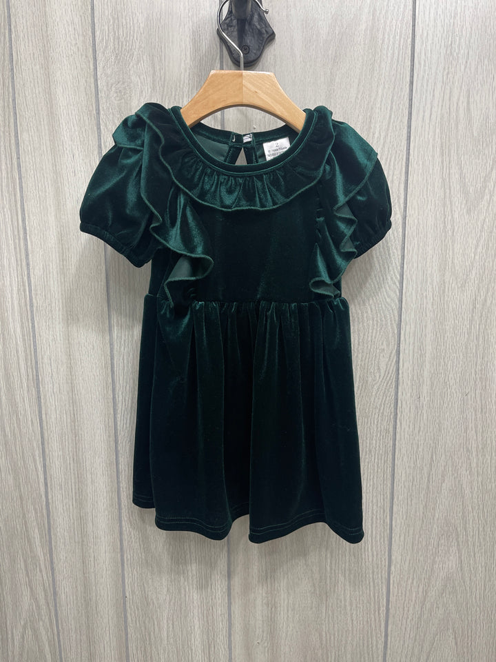 Green Velvet Dress - Kids