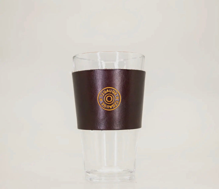 Pint Glass with Genuine Leather Holder