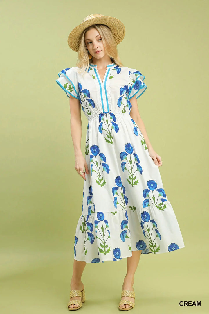 Azure Meadow Midi Dress
