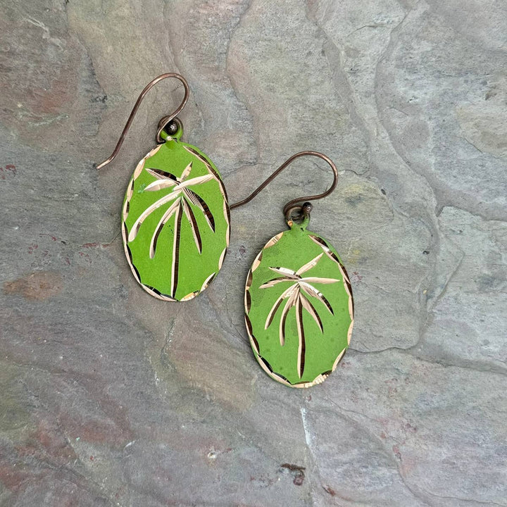 Patina Engraved Copper Earrings