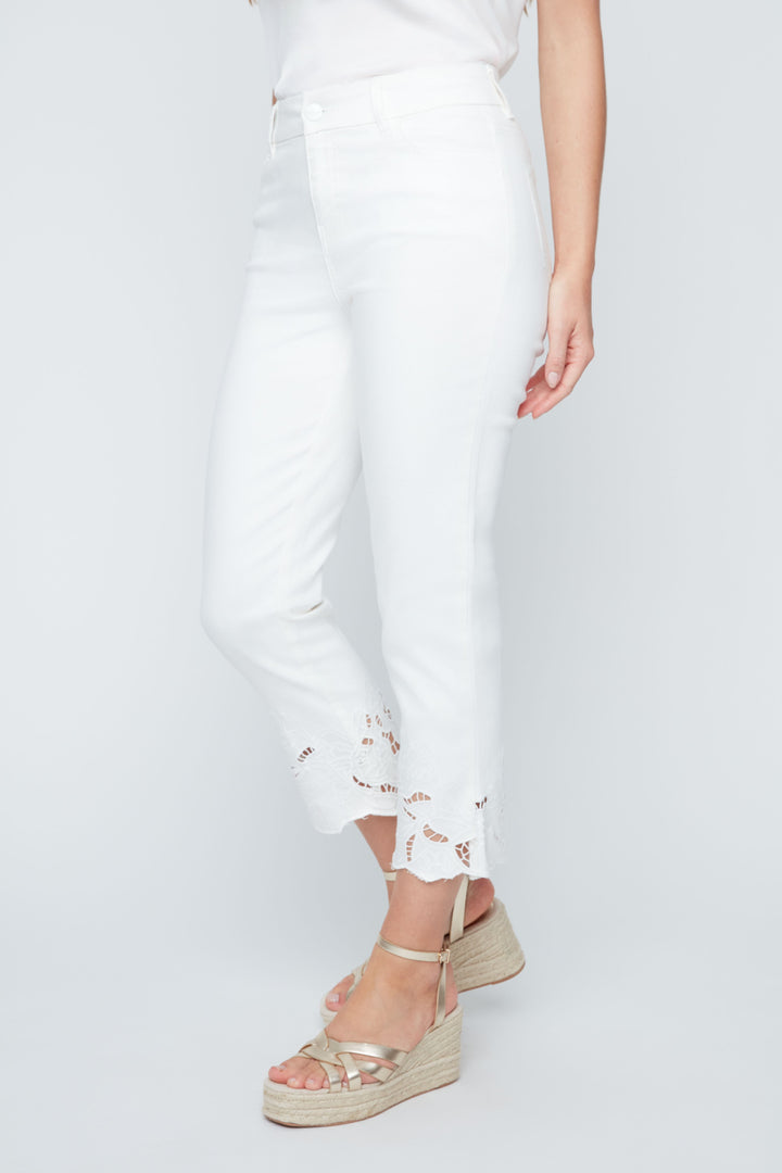 Eyelet Breeze Crop White Pants