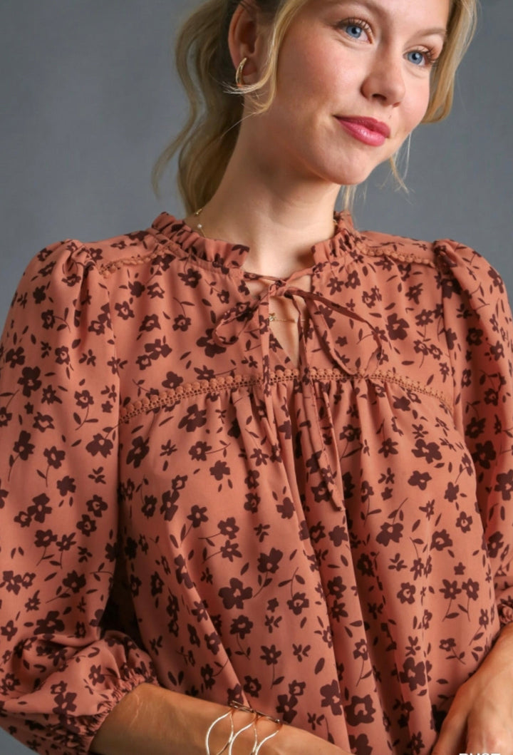 Rust Floral Top