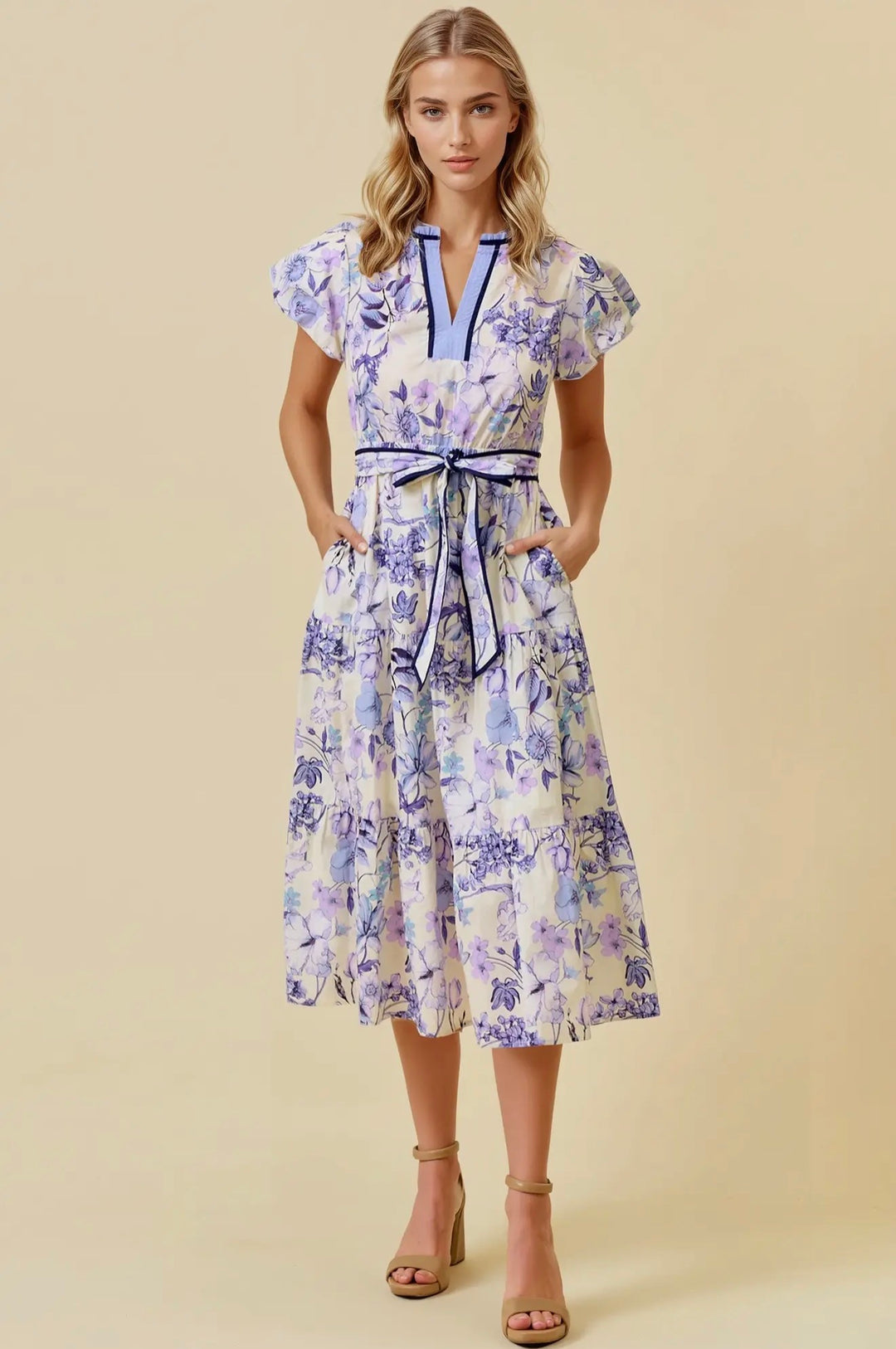 Lavender Garden Stroll Midi Dress
