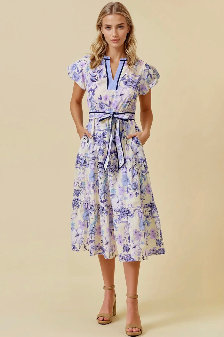 Lavender Garden Stroll Midi Dress