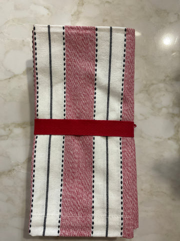 Red Stripe Napkins - Set of 4