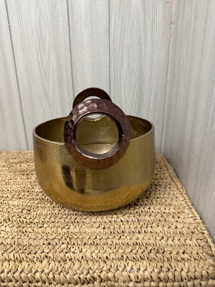 Antique Brass Artisan Handled Bowl
