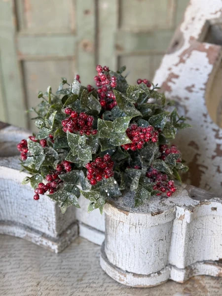 Frosted Holly Berry Half Sphere