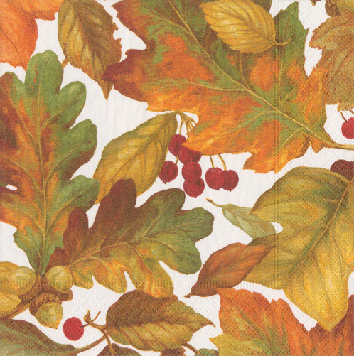 Caspari Autumn Woodland Leaves Napkins