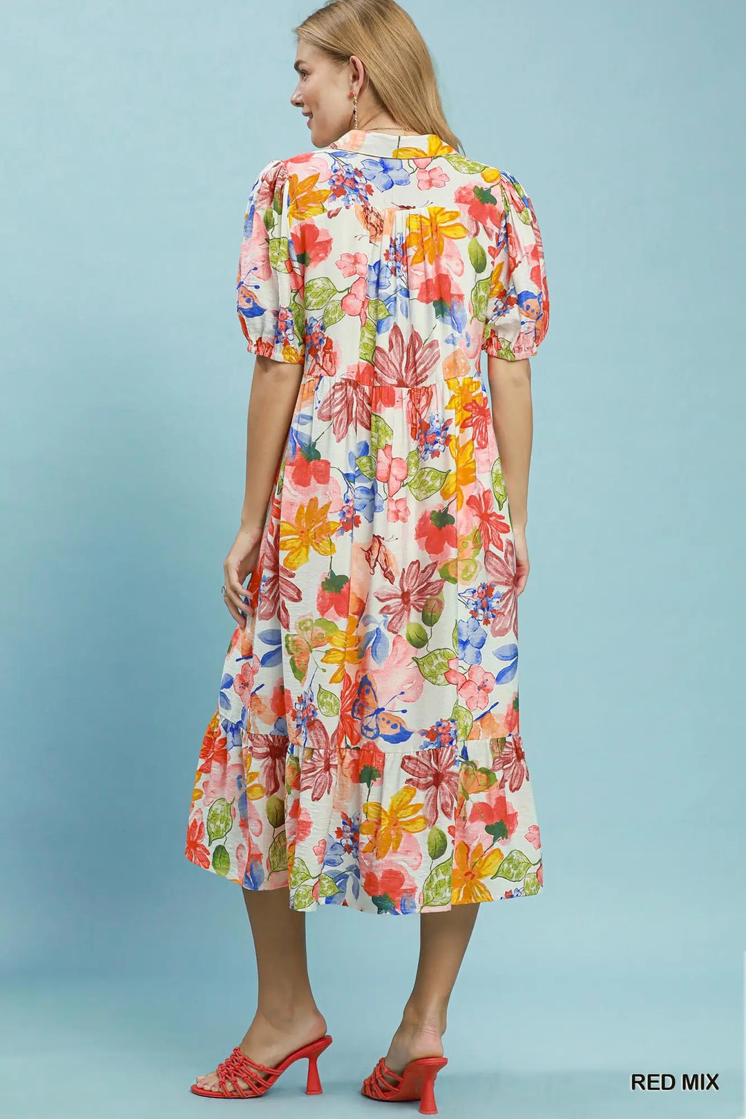 Painted Blooms Midi Dress