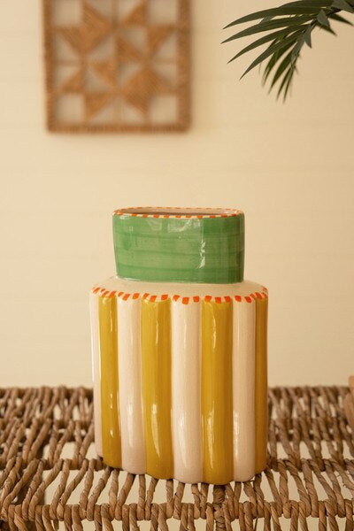 Striped Tropical Ceramic Vases