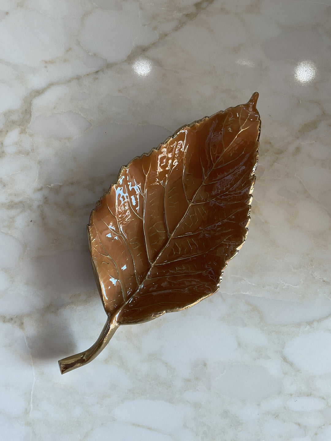 Enamel Leaf Trinket Dish