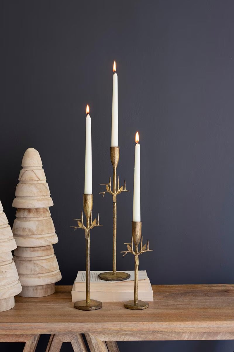 Gold Antler Forged Taper Candle Holder Set