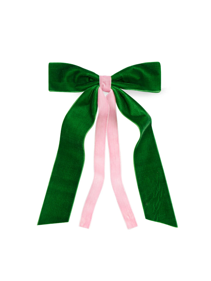 Velvet Ribbon Bow Hair Clip – Red or Green