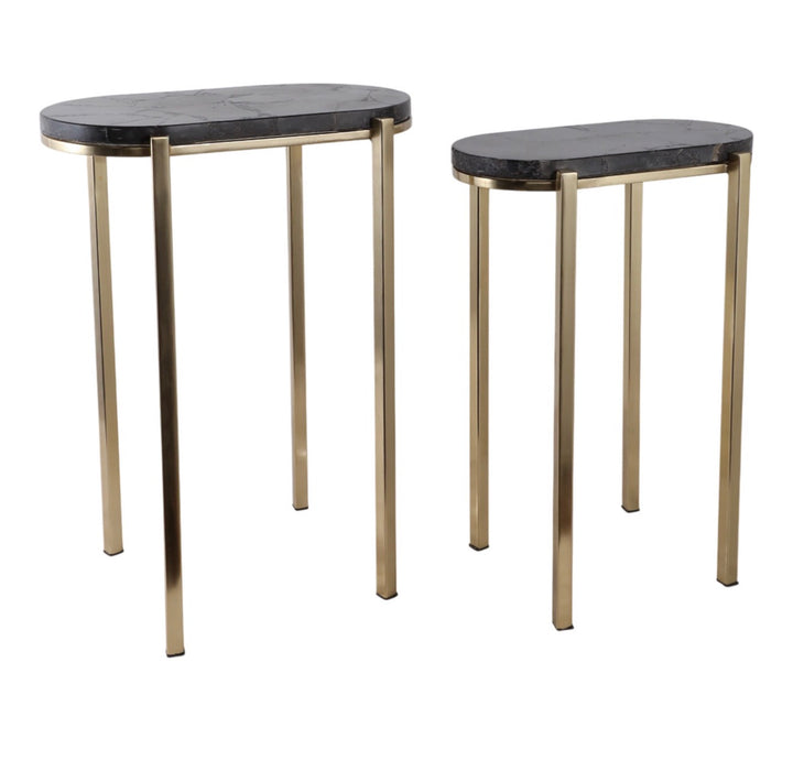 Black Marble & Brass Accent Table