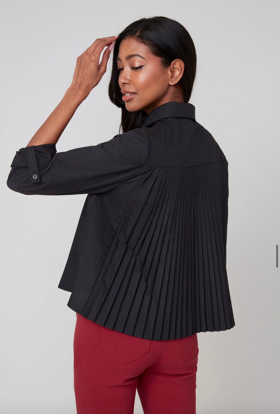 Pleated Perfection Button-Up Blouse