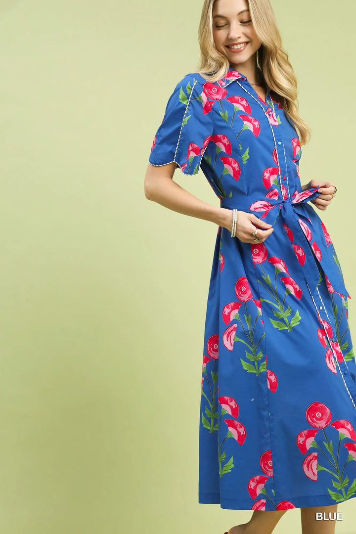 The Riviera Rose Shirt Dress