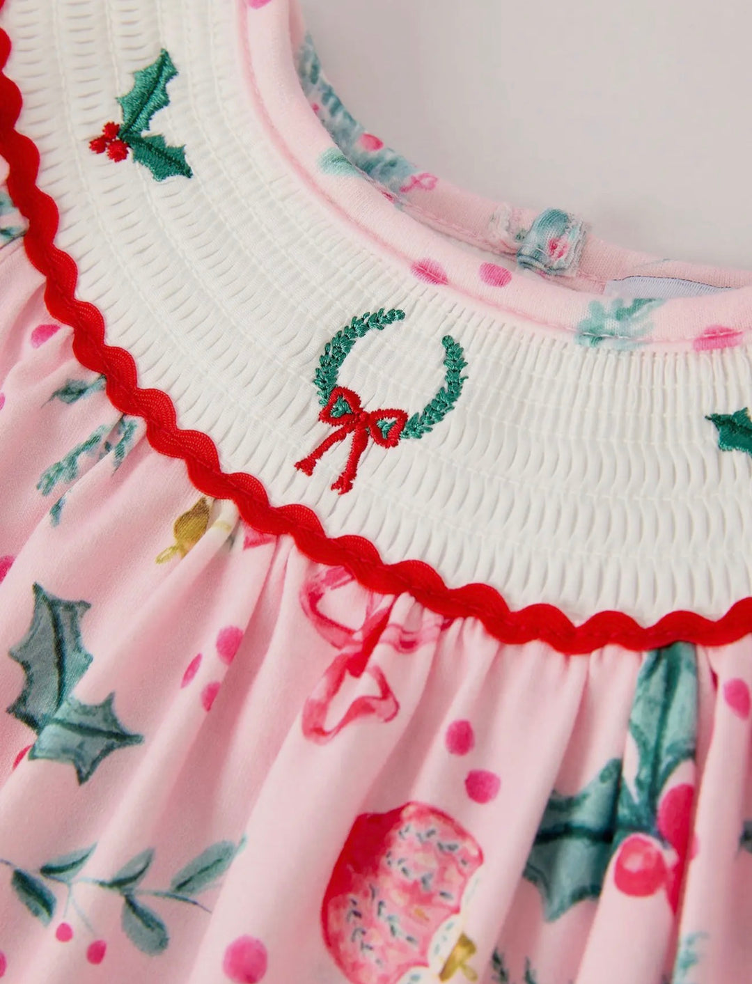 Pink Noel Smocked Bubble