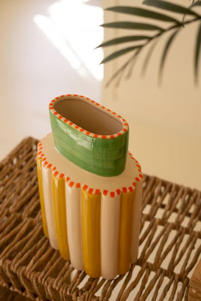 Striped Tropical Ceramic Vases