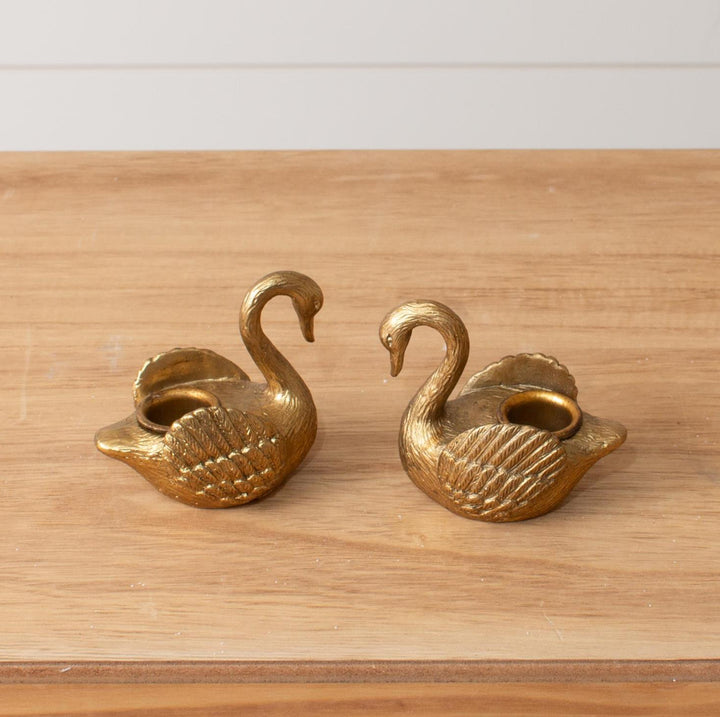 Gold Swan Taper Candle Holder