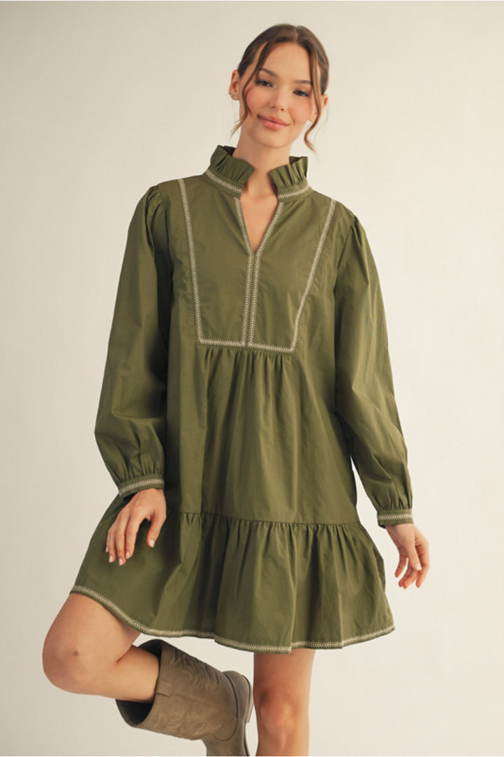 Prairie Ruffle Poplin Dress – Olive Grove