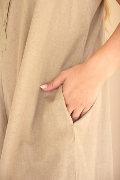 Adjustable Strap Flowy Jumper with Buttons - OSFM
