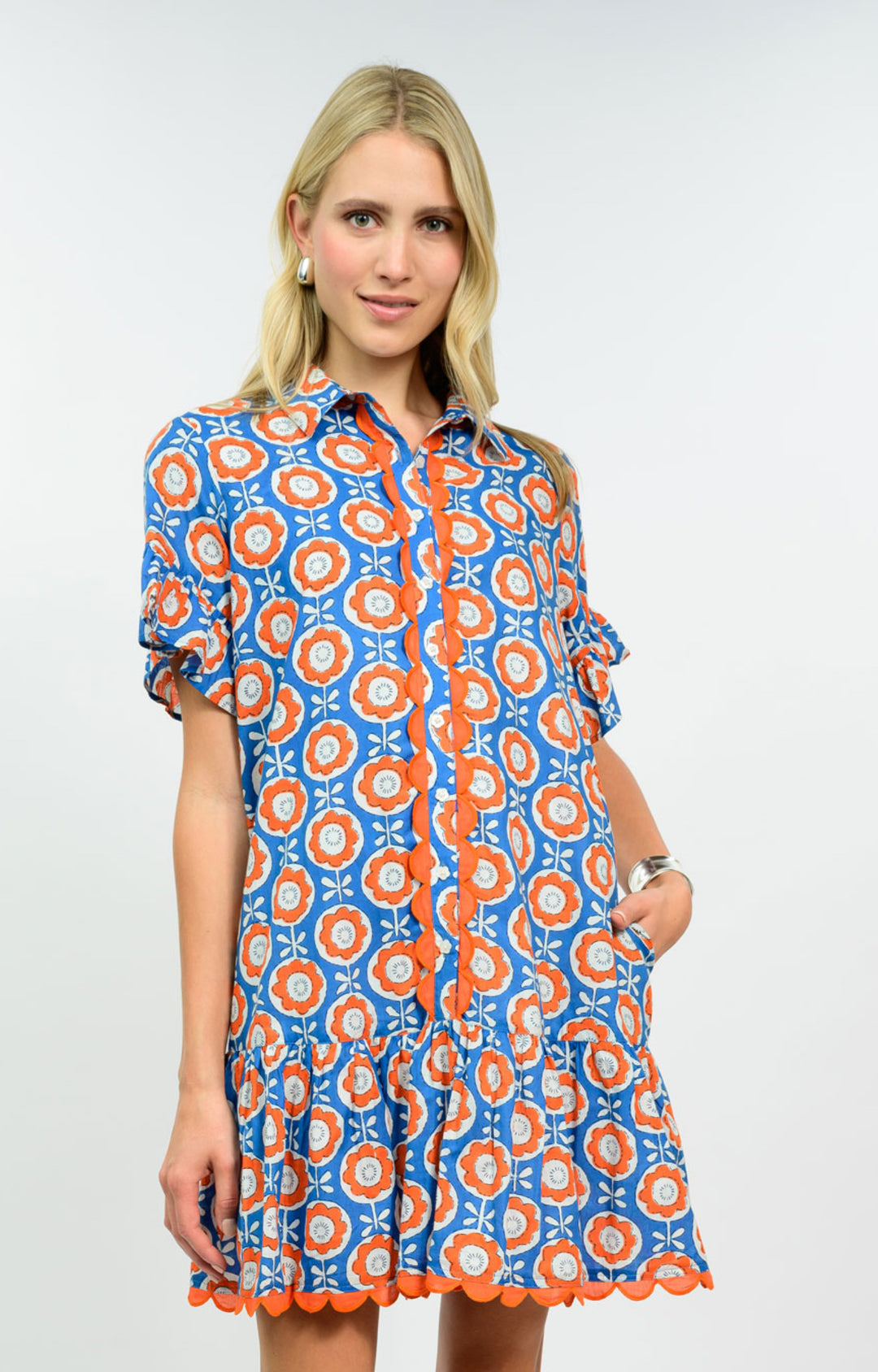 Citrus Bloom Scallop Dress