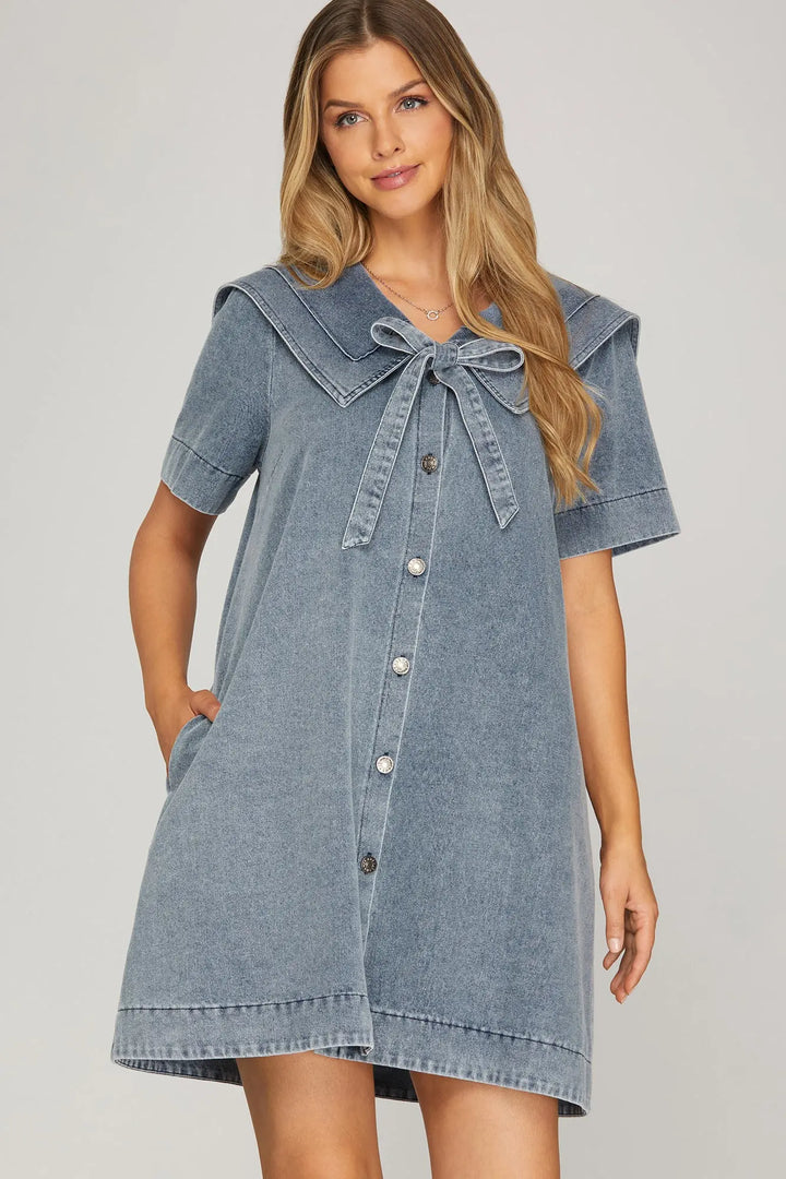 The Harbor Bow Denim Dress