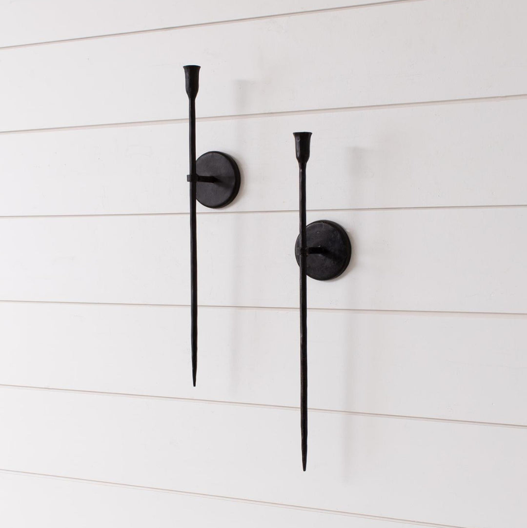 Black Iron Taper Candle Wall Sconce