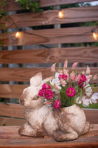 Faux Concrete Rabbit Planter