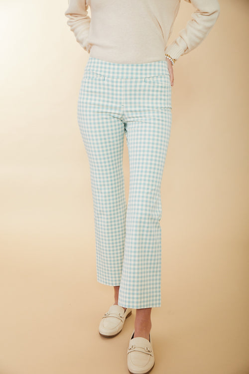 Maren Kick Flare Aqua Gingham Pants