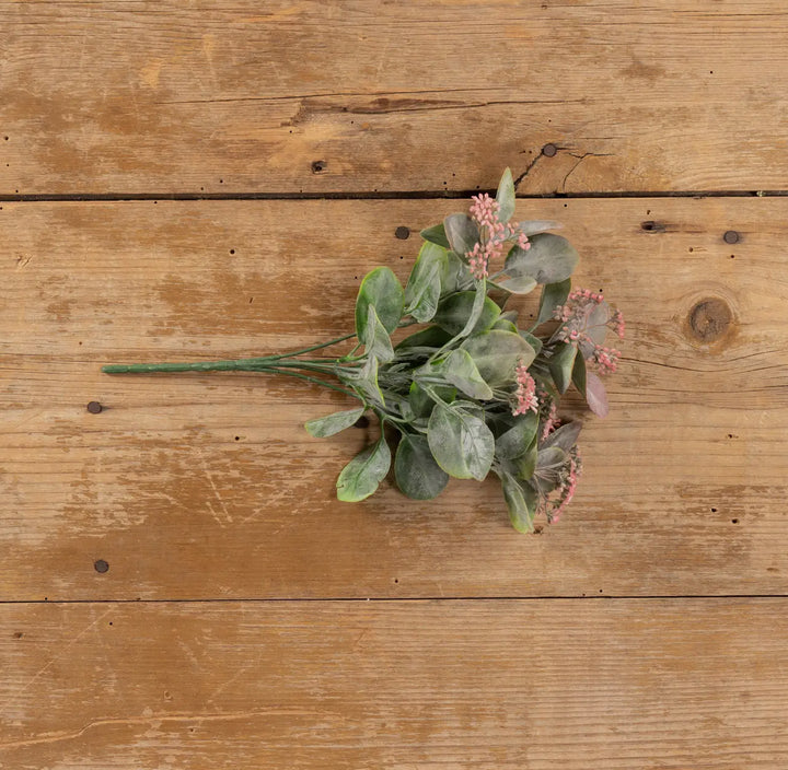 12” Greenery Bush with Pink Buds
